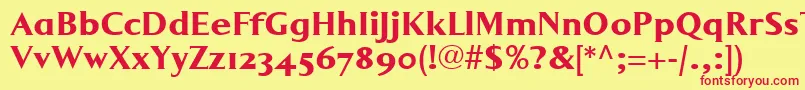 LumarcllBold-fontti – punaiset fontit keltaisella taustalla