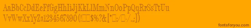 FashionEngravedLetPlain.1.0 Font – Brown Fonts on Orange Background