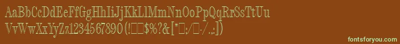 FashionEngravedLetPlain.1.0-fontti – vihreät fontit ruskealla taustalla