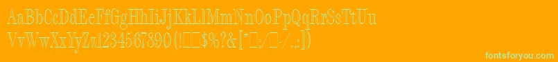 FashionEngravedLetPlain.1.0 Font – Green Fonts on Orange Background