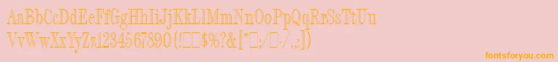 FashionEngravedLetPlain.1.0 Font – Orange Fonts on Pink Background