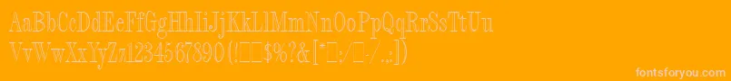 FashionEngravedLetPlain.1.0 Font – Pink Fonts on Orange Background