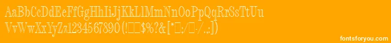 FashionEngravedLetPlain.1.0 Font – White Fonts on Orange Background