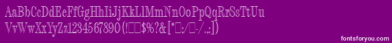 FashionEngravedLetPlain.1.0 Font – White Fonts on Purple Background