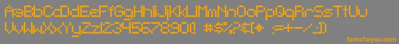 フォントSftelegraphic ffy – オレンジの文字は灰色の背景にあります。