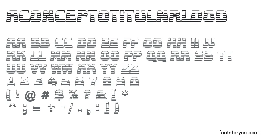 Czcionka AConceptotitulnrldgd – alfabet, cyfry, specjalne znaki