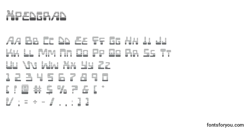 Czcionka Xpedgrad – alfabet, cyfry, specjalne znaki