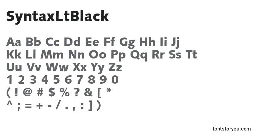 Czcionka SyntaxLtBlack – alfabet, cyfry, specjalne znaki