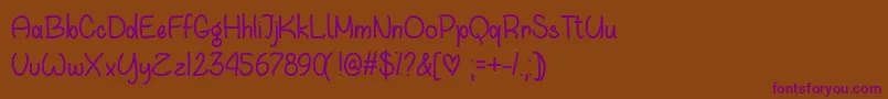 WaitingForYouTtf Font – Purple Fonts on Brown Background
