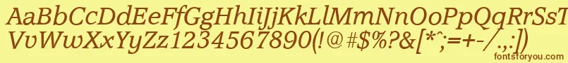 Fonte AccoladeserialItalic – fontes marrons em um fundo amarelo