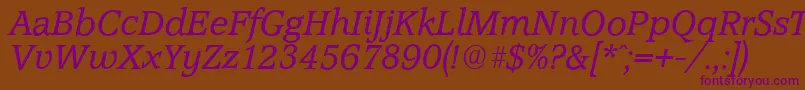 AccoladeserialItalic Font – Purple Fonts on Brown Background