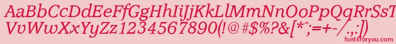 フォントAccoladeserialItalic – ピンクの背景に赤い文字