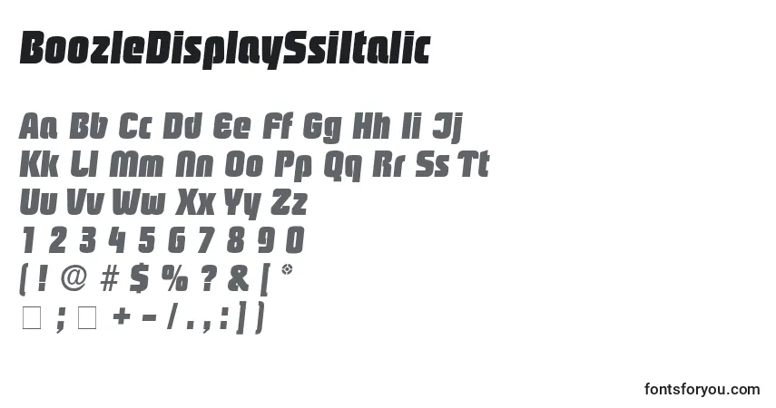 Шрифт BoozleDisplaySsiItalic – алфавит, цифры, специальные символы