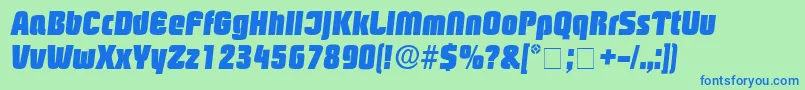 Czcionka BoozleDisplaySsiItalic – niebieskie czcionki na zielonym tle