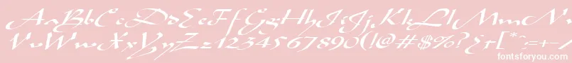 AladdinexpandedItalic-Schriftart – Weiße Schriften auf rosa Hintergrund