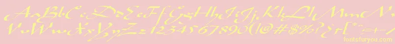 AladdinexpandedItalic-Schriftart – Gelbe Schriften auf rosa Hintergrund