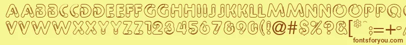 フォントPipeline – 茶色の文字が黄色の背景にあります。