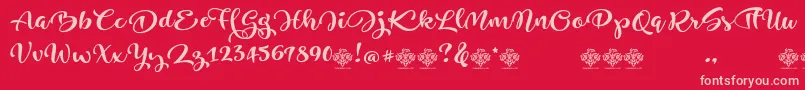 JustbedemoRegular Font – Pink Fonts on Red Background