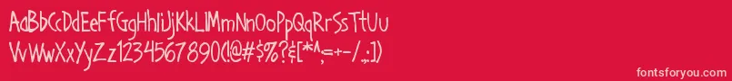 Handa Font – Pink Fonts on Red Background