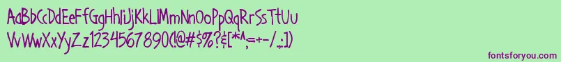 Handa Font – Purple Fonts on Green Background