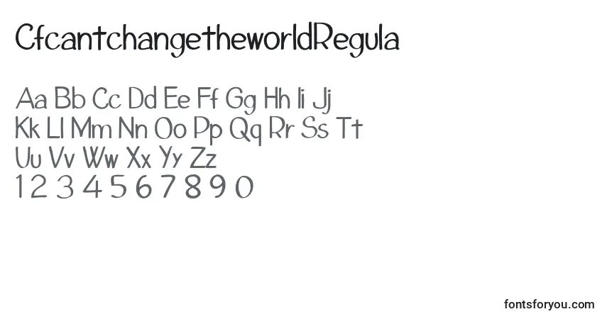 A fonte CfcantchangetheworldRegula – alfabeto, números, caracteres especiais