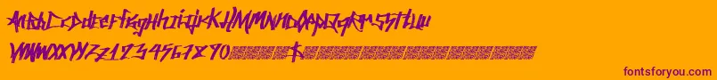 Ancientsprawl-Schriftart – Violette Schriften auf orangefarbenem Hintergrund