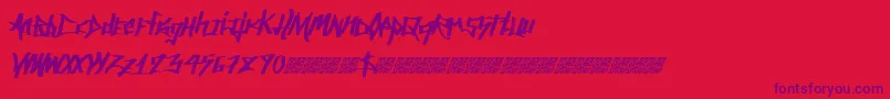 Ancientsprawl-Schriftart – Violette Schriften auf rotem Hintergrund