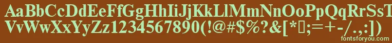 フォントTimes.KzBold – 緑色の文字が茶色の背景にあります。