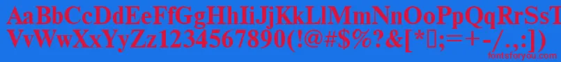 Czcionka Times.KzBold – czerwone czcionki na niebieskim tle