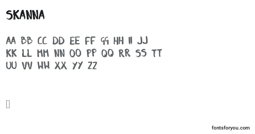 A fonte SkAnna – alfabeto, números, caracteres especiais