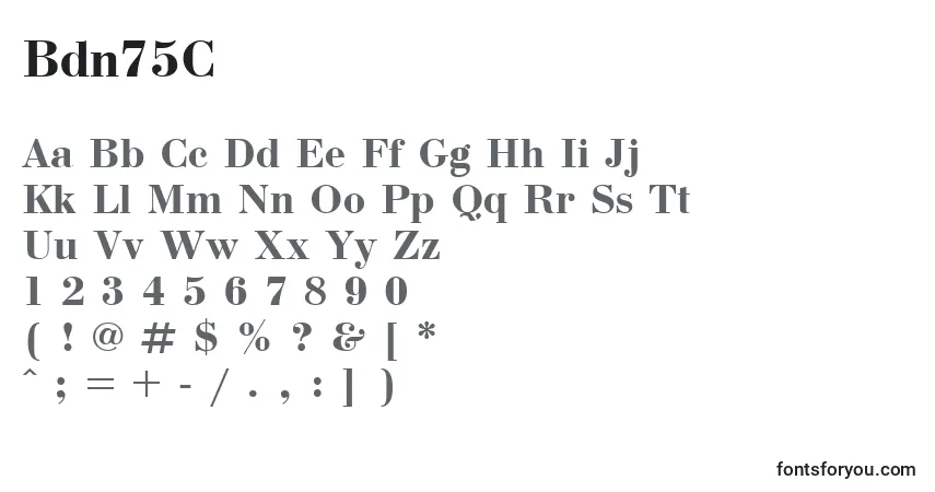 Czcionka Bdn75C – alfabet, cyfry, specjalne znaki