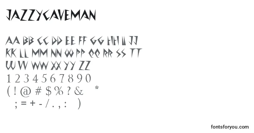 A fonte JazzyCaveman – alfabeto, números, caracteres especiais