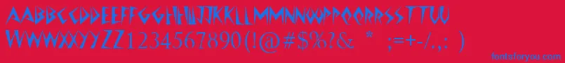 JazzyCaveman Font – Blue Fonts on Red Background