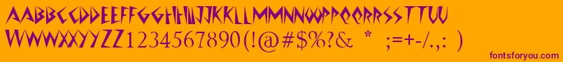 JazzyCaveman Font – Purple Fonts on Orange Background