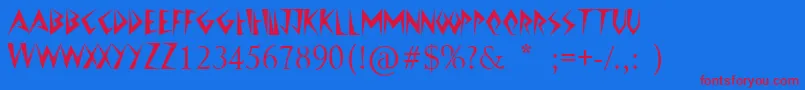 JazzyCaveman Font – Red Fonts on Blue Background