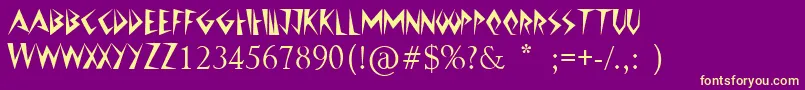 JazzyCaveman Font – Yellow Fonts on Purple Background