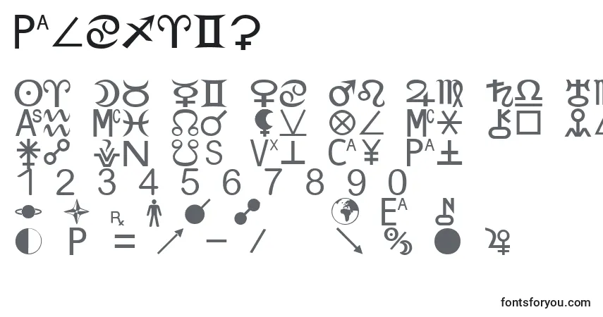 Schriftart ZodiacS – Alphabet, Zahlen, spezielle Symbole