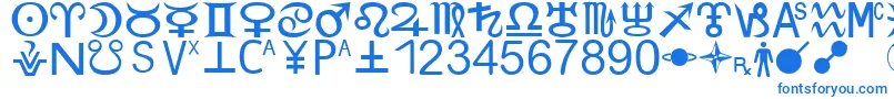 フォントZodiacS – 白い背景に青い文字