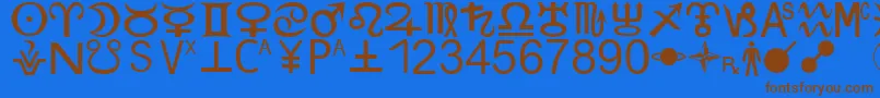 Czcionka ZodiacS – brązowe czcionki na niebieskim tle