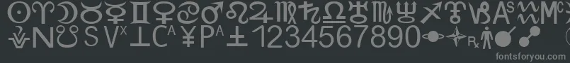 フォントZodiacS – 黒い背景に灰色の文字