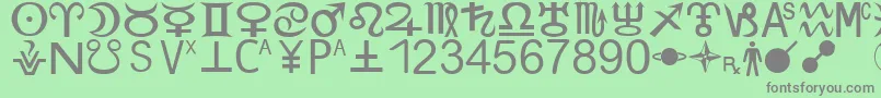 フォントZodiacS – 緑の背景に灰色の文字