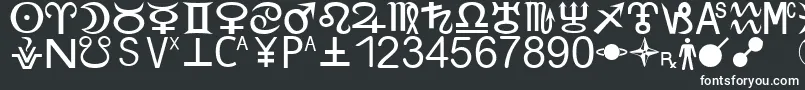 フォントZodiacS – 黒い背景に白い文字