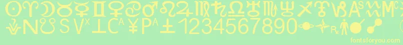 ZodiacS Font – Yellow Fonts on Green Background
