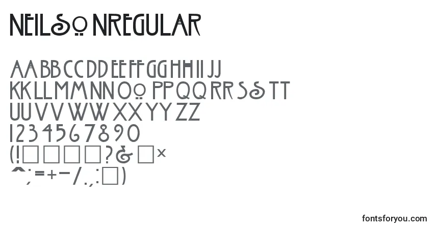A fonte NeilsonRegular – alfabeto, números, caracteres especiais