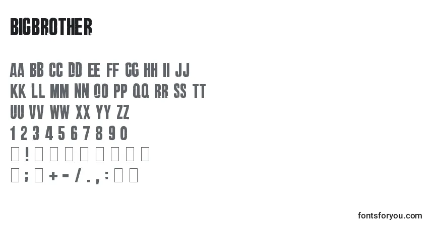 Czcionka BigBrother – alfabet, cyfry, specjalne znaki