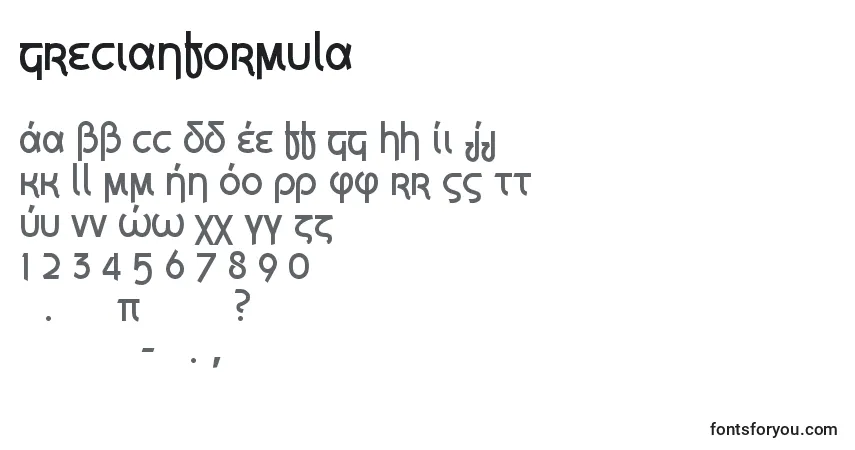 A fonte GrecianFormula – alfabeto, números, caracteres especiais