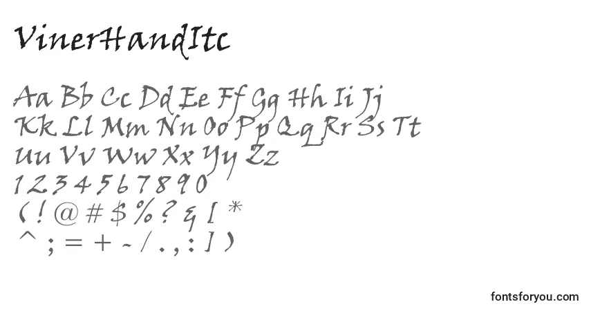 A fonte VinerHandItc – alfabeto, números, caracteres especiais