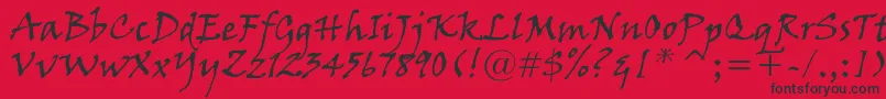 VinerHandItc-Schriftart – Schwarze Schriften auf rotem Hintergrund