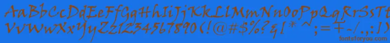 Więcej informacji o czcionce VinerHandItc Czcionka VinerHandItc – brązowe czcionki na niebieskim tle