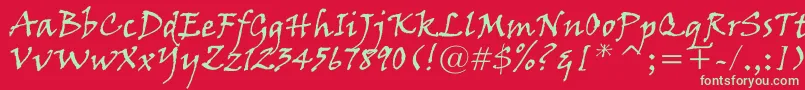 VinerHandItc Font – Green Fonts on Red Background